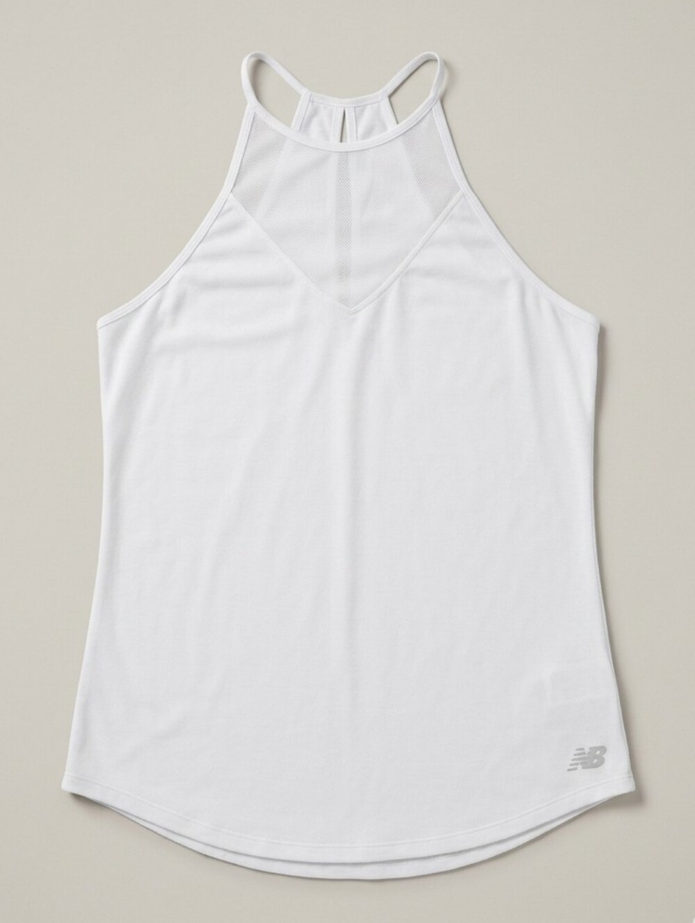New Balance High Neck Racerback Tank Top White Mesh Athletic Size S
